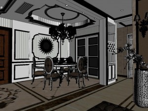 panoramic european style living room dining room 26 Modelo 3D