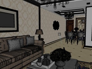 panoramic european style living room dining room 27 Model 3D