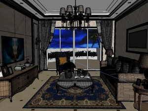 panoramic european style living room dining room 27 Model 3D