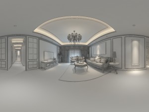 panoramic european style living room dining room 28 3D Model