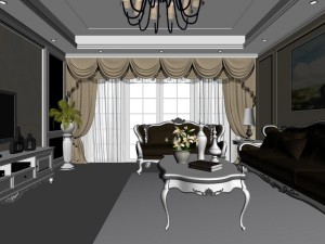 panoramic european style living room dining room 28 3D Model