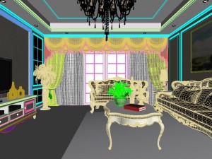 panoramic european style living room dining room 28 3D Model