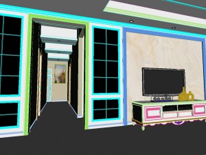 panoramic european style living room dining room 28 3D Model
