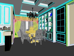 panoramic european style living room dining room 28 3D Model