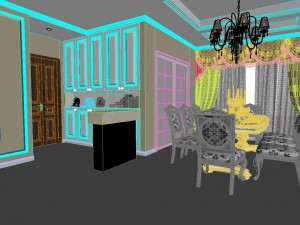 panoramic european style living room dining room 28 3D Model