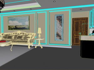 panoramic european style living room dining room 28 3D Model