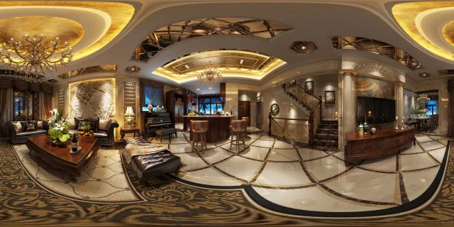 panoramic european style living room restaurant space 29 3D Model .c4d .max .obj .3ds .fbx .stl .blend 