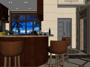panoramic european style living room restaurant space 29 3D Model