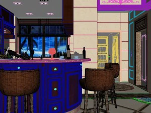 panoramic european style living room restaurant space 29 3D Model