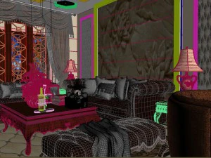 panoramic european style living room restaurant space 29 3D Model
