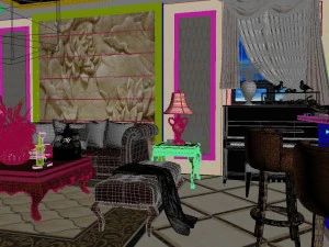 panoramic european style living room restaurant space 29 3D Model