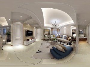 panoramic european style living room restaurant space 30 3D Model