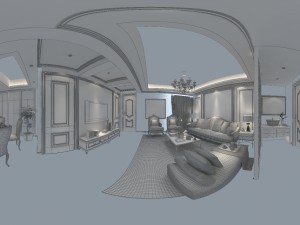 panoramic european style living room restaurant space 30 Modelo 3D