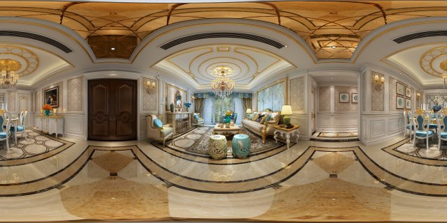 panoramic european style living room dining room 31 3D 모델 .c4d .max .obj .3ds .fbx .stl .blend 