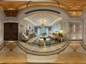 panoramic european style living room dining room 31 Modèle 3D