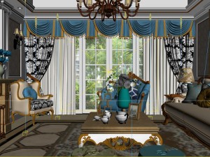 panoramic european style living room dining room 31 3D 모델