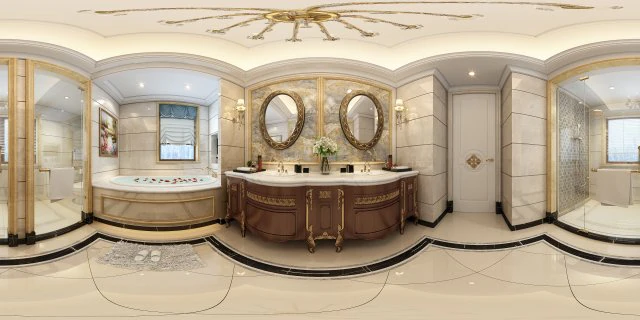 panorama european style bathroom toilet space 01 3D Model .c4d .max .obj .3ds .fbx .stl .blend 