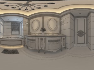 panorama european style bathroom toilet space 01 3D Model