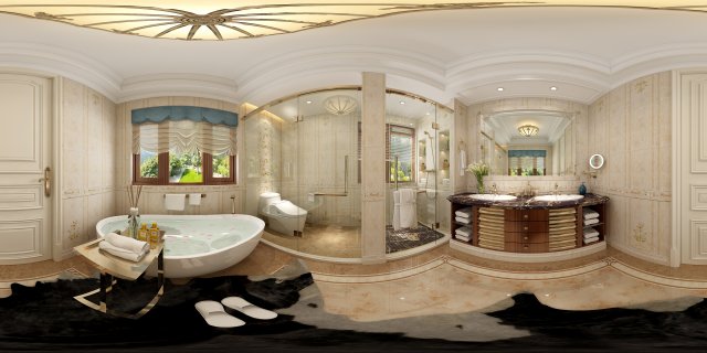 panorama european style bathroom toilet space 02 Modèle 3D .c4d .max .obj .3ds .fbx .stl .blend 