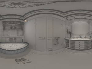 panorama european style bathroom toilet space 02 Modèle 3D