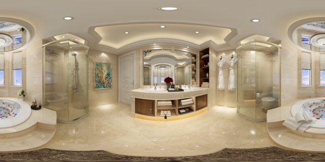 panoramic european style bathroom toilet space 03 Modèle 3D .c4d .max .obj .3ds .fbx .stl .blend 