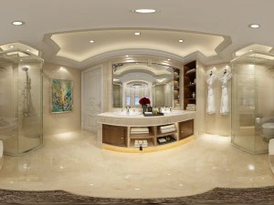 Панорамная ванная комната и туалет в европейском стиле 03 3D Модель