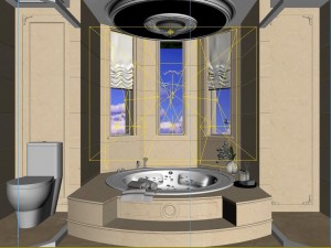 panoramic european style bathroom toilet space 03 Modèle 3D