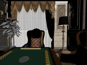 panorama european home entertainment room 05 3D Model