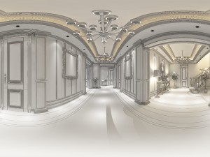 panorama european family corridor stairs 3D Model
