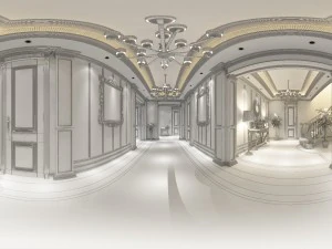 panorama european family corridor stairs 3D Model