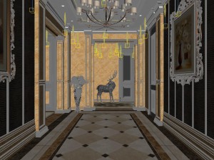 panorama european family corridor stairs 3D Model