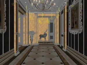 panorama european family corridor stairs 3D Model