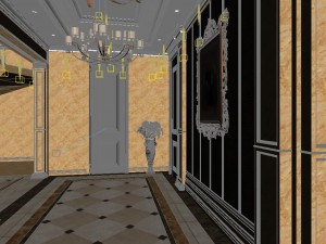 panorama european family corridor stairs 3D Model