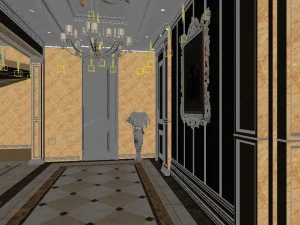 panorama european family corridor stairs 3D Model