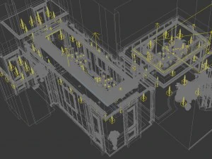 panorama european family corridor stairs 3D Model