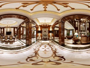 panorama european corridor living room restaurant 02 3D Model