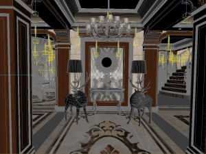 panorama european corridor living room restaurant 02 Modello 3D