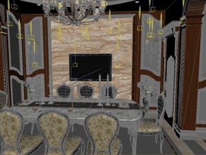 panorama european corridor living room restaurant 02 Modello 3D