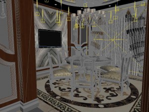 panorama european corridor living room restaurant 02 Modello 3D