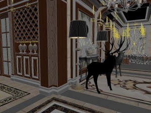 panorama european corridor living room restaurant 02 Modello 3D
