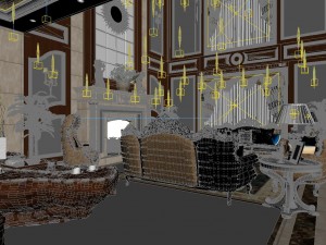panorama european corridor living room restaurant 02 Modello 3D