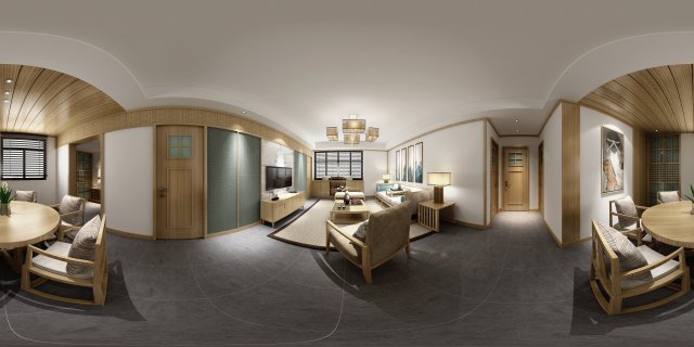 panorama japanese style living room restaurant space 01 Model 3D .c4d .max .obj .3ds .fbx .stl .blend 