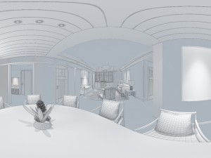 panorama japanese style living room restaurant space 01 Model 3D