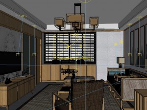 panorama japanese style living room restaurant space 01 Model 3D