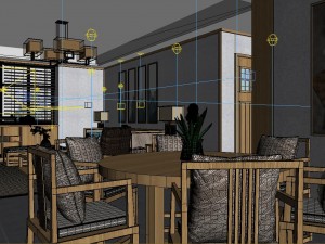 panorama japanese style living room restaurant space 01 Model 3D