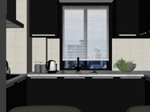 panoramic contemporary style dining room kitchen space 01 3D Model
