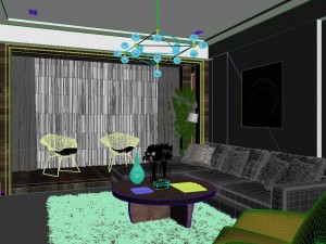 panoramic contemporary style dining room kitchen space 01 Modelo 3D
