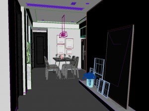 panoramic contemporary style dining room kitchen space 01 Modelo 3D