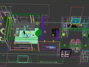 panoramic contemporary style dining room kitchen space 01 3D Model