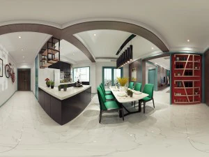 파노라마식 현대식 다이닝룸 주방 공간 02 3D 모델